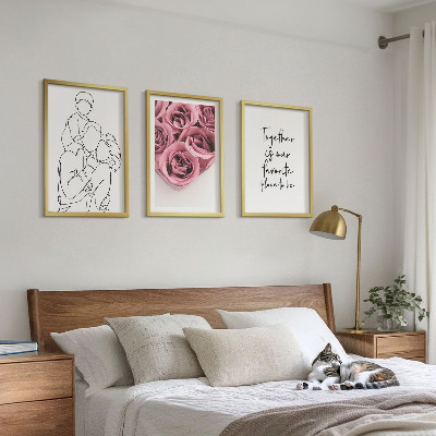 Billedsæt til soveværelset Familie lineart rosebuketter