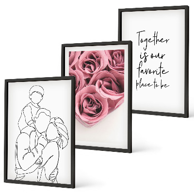 Billedsæt til soveværelset Familie lineart rosebuketter