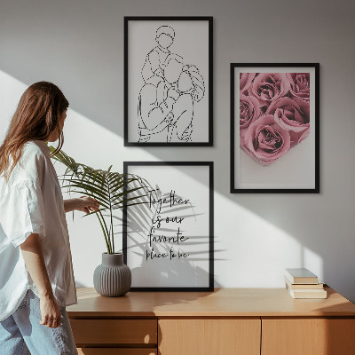 Billedsæt til soveværelset Familie lineart rosebuketter