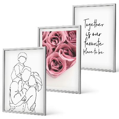 Billedsæt til soveværelset Familie lineart rosebuketter