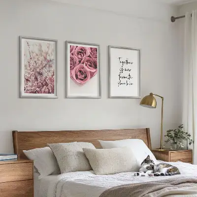 Billedvæg med blomstermotiv buket af roser med indskrift
