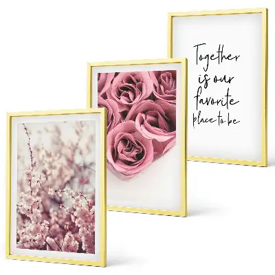 Billedvæg med blomstermotiv buket af roser med indskrift