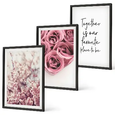Billedvæg med blomstermotiv buket af roser med indskrift