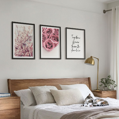Billedvæg inspiration Blomsterbuketter af roser med en indskrift