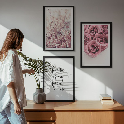 Billedvæg inspiration Blomsterbuketter af roser med en indskrift