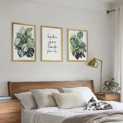 Grønne blade af tropiske planter triptykon med ramme