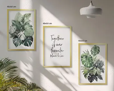 Grønne blade af tropiske planter triptykon med ramme
