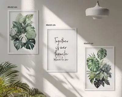 Grønne blade af tropiske planter triptykon med ramme