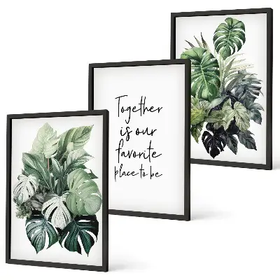 Grønne blade af tropiske planter triptykon med ramme