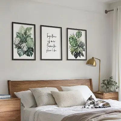 Grønne blade af tropiske planter triptykon med ramme