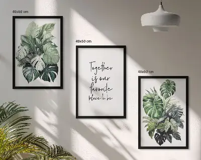 Grønne blade af tropiske planter triptykon med ramme