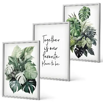 Grønne blade af tropiske planter triptykon med ramme