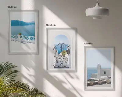 Billedvæg med græsk inspirerede huse hvide bygninger i Grækenland
