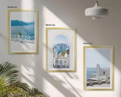 Billedvæg med græsk inspirerede huse hvide bygninger i Grækenland