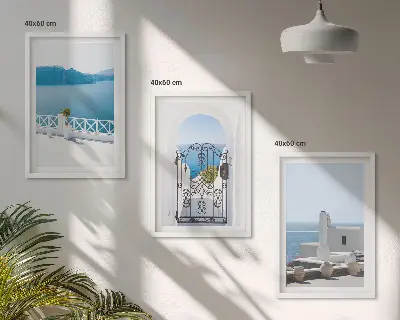 Billedvæg med græsk inspirerede huse hvide bygninger i Grækenland