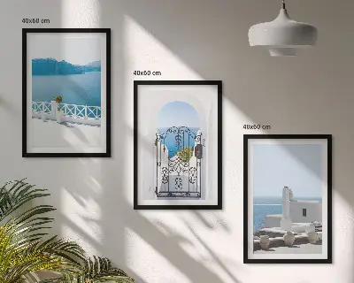 Billedvæg med græsk inspirerede huse hvide bygninger i Grækenland