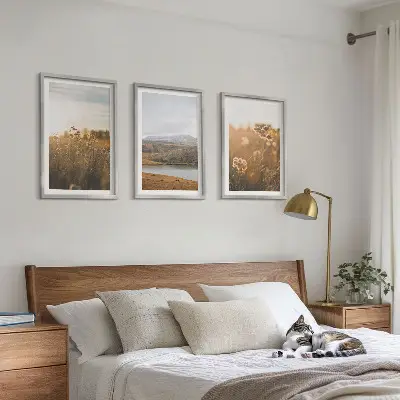 Billedsæt til soveværelset med motiv af landskaber, enge, bjerge og sø