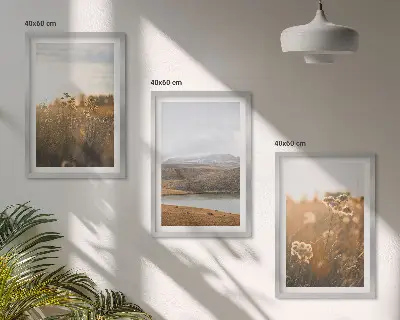 Billedsæt til soveværelset med motiv af landskaber, enge, bjerge og sø