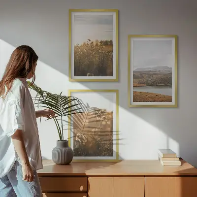Billedsæt til soveværelset med motiv af landskaber, enge, bjerge og sø