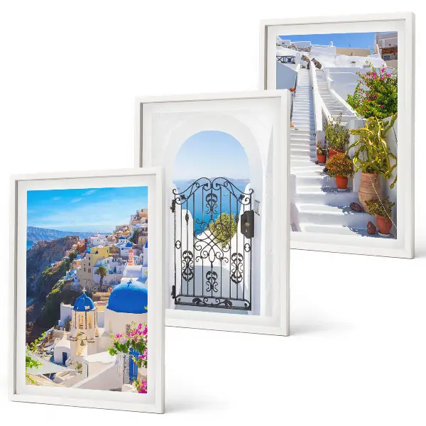 Triptykon med Santorini-arkitektur i Oia billeder med ramme