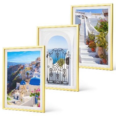 Triptykon billeder med ramme Santorini-arkitektur Oia