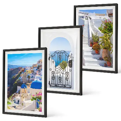 Triptykon med Santorini-arkitektur i Oia billeder med ramme