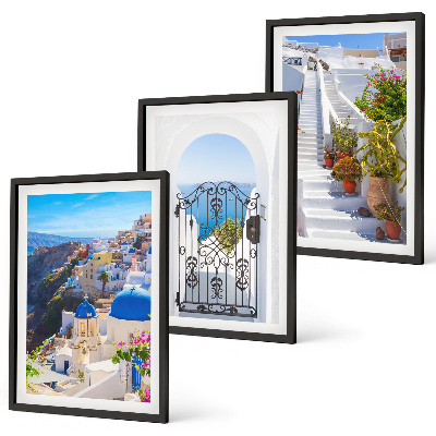 Triptykon billeder med ramme Santorini-arkitektur Oia