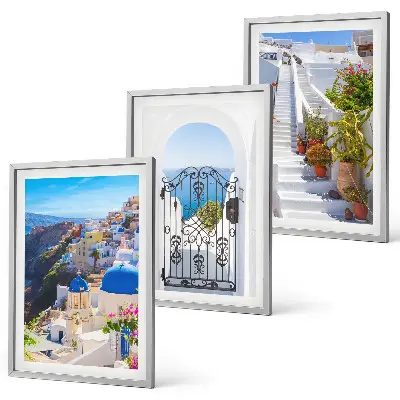 Triptykon med Santorini-arkitektur i Oia billeder med ramme