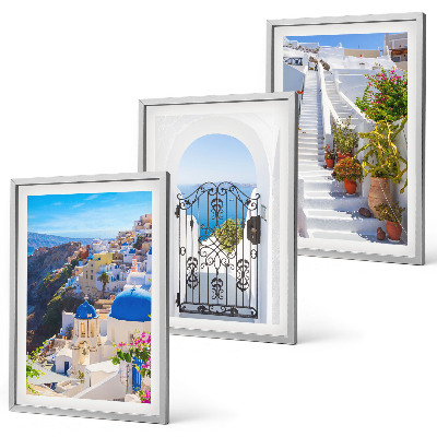 Triptykon billeder med ramme Santorini-arkitektur Oia