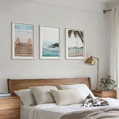 Billedvæg med strandtema trapper og hav med gynge