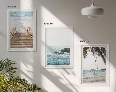 Billedvæg med strandtema trapper og hav med gynge