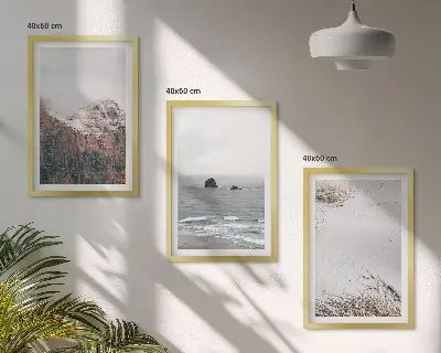 Billedsæt til soveværelset med motiver af bjerge, skyer, hav og sand