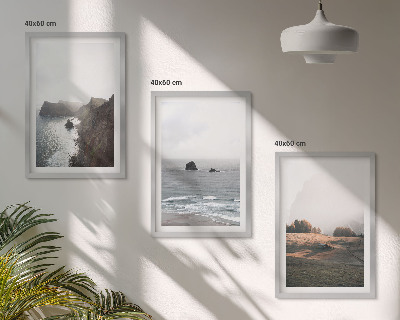 Triptykon billeder med ramme Landskaber med bjerge og hav