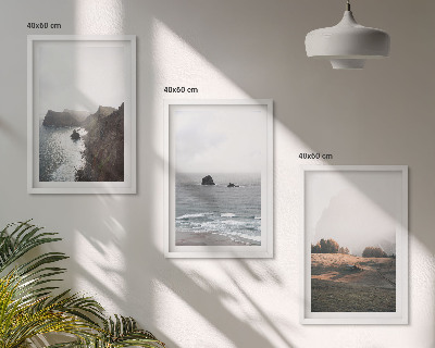 Triptykon billeder med ramme Landskaber med bjerge og hav