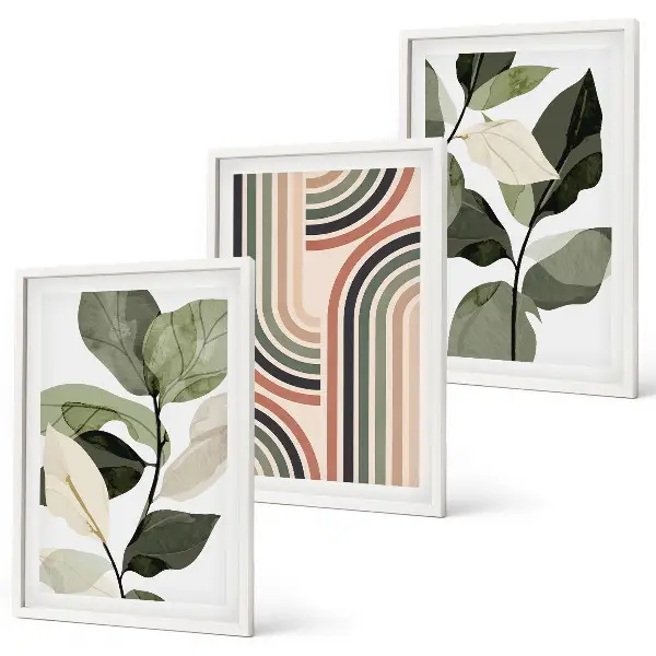 Billedvæg med geometriske plantemotiver