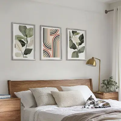 Billedvæg med geometriske plantemotiver