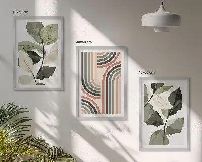 Billedvæg med geometriske plantemotiver