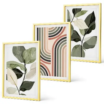 Billedvæg med geometriske plantemotiver