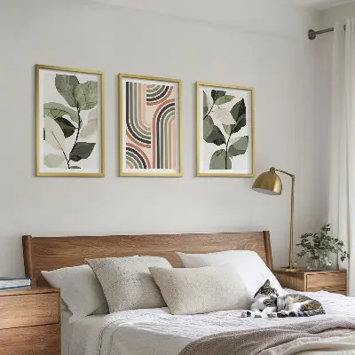 Billedvæg med geometriske plantemotiver