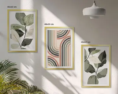 Billedvæg med geometriske plantemotiver