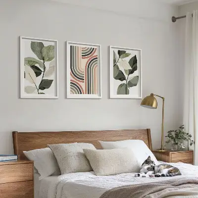 Billedvæg med geometriske plantemotiver