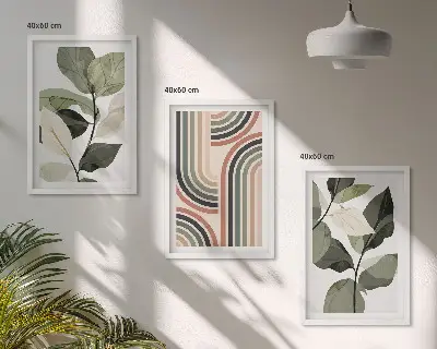Billedvæg med geometriske plantemotiver