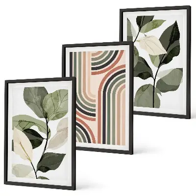 Billedvæg med geometriske plantemotiver