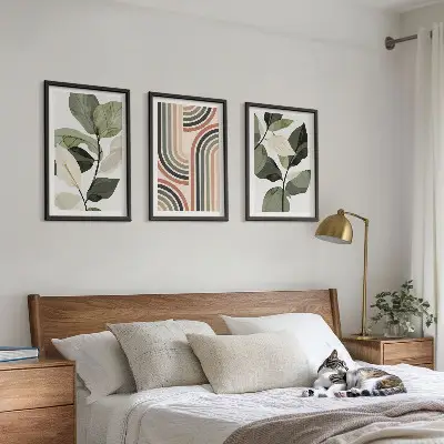 Billedvæg med geometriske plantemotiver
