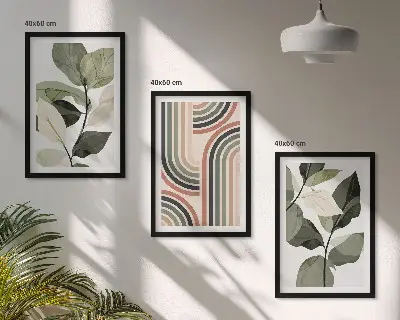 Billedvæg med geometriske plantemotiver
