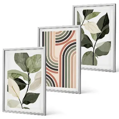 Billedvæg med geometriske plantemotiver