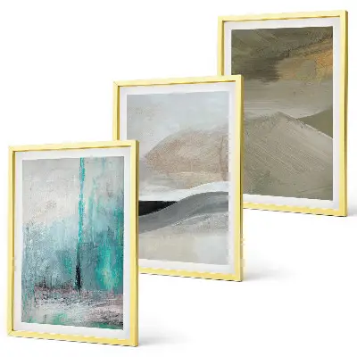 Triptyk med abstrakte malerier billeder monteret i ramme