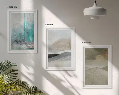 Triptyk med abstrakte malerier billeder monteret i ramme