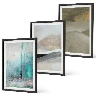 Triptyk med abstrakte malerier billeder monteret i ramme