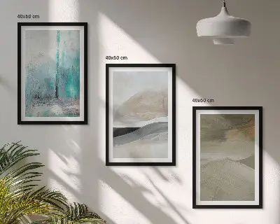 Triptyk med abstrakte malerier billeder monteret i ramme